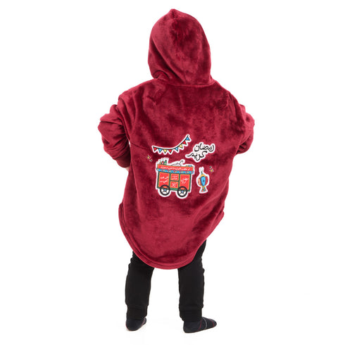 Snuggs Kids Blanket Hoodie Dark Red عربية فول
